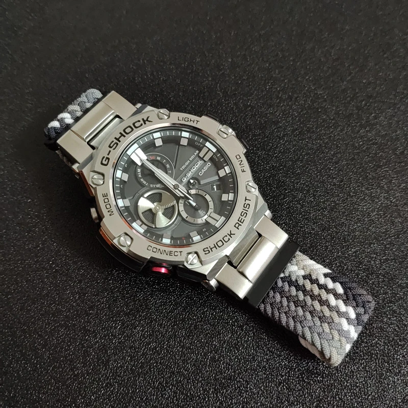 适配卡西欧gst-b100尼龙表带gst-w300-410-s310运动表带送男朋友