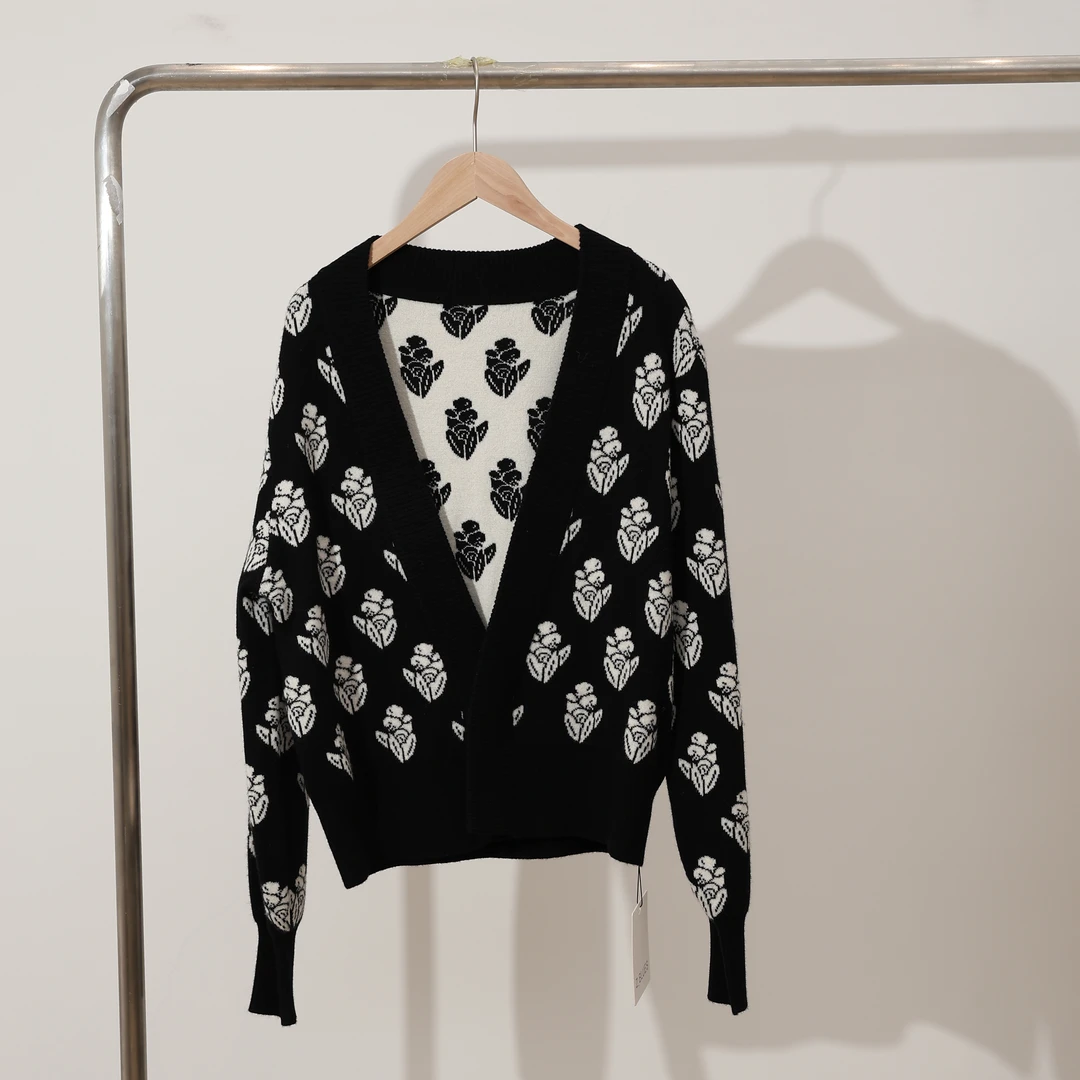 Z.blues【花园系列】听起来很哇塞豌豆花V领针织外套女款YZQSHA083