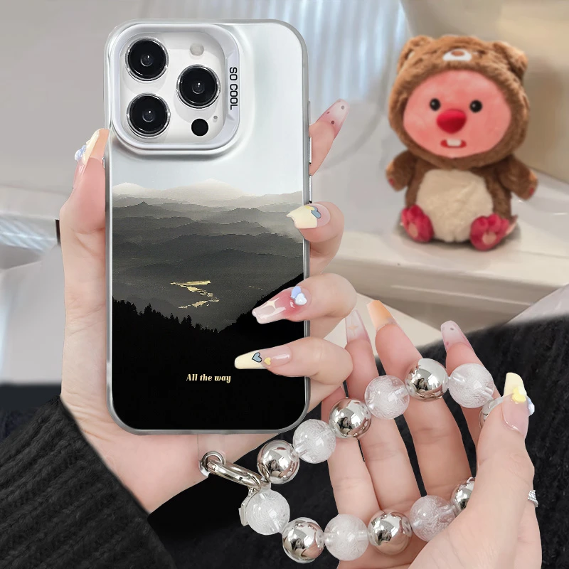 迷雾森林适用苹果华为OPPOvivo小米手机壳创意简约风景彩银保护套