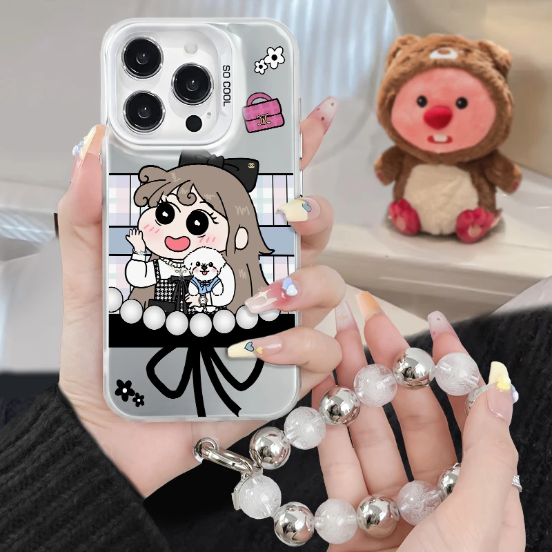 名媛妮妮适用苹果15华为系列/OPPO/小米/vivo/一加手机壳彩银可爱