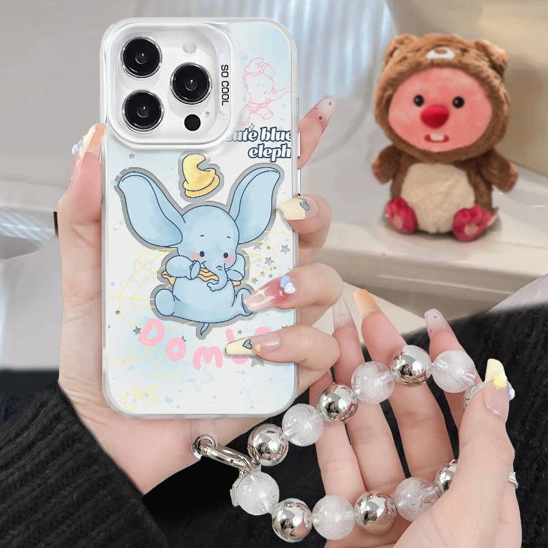 蓝色小飞象适用苹果iPhone华为OPPOvivo小米手机壳彩银可爱保护套