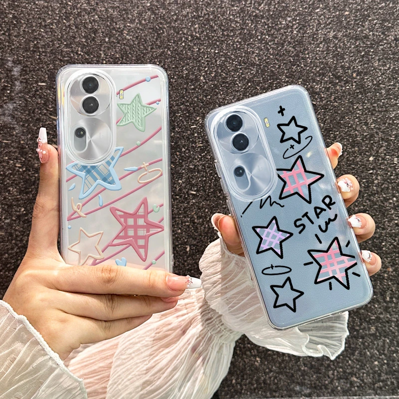 适用OPPOreno11手机壳findx7透明防摔简约星星系列OPPOreno10软壳