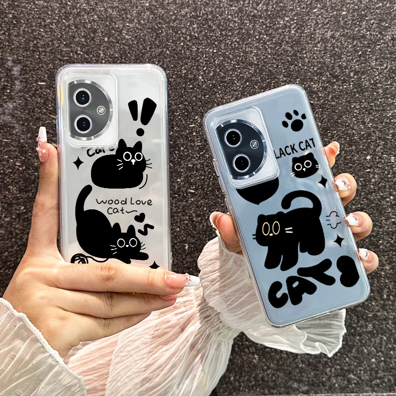 适用荣耀100手机壳荣耀80pro透明防摔创意可爱感叹小黑90保护套