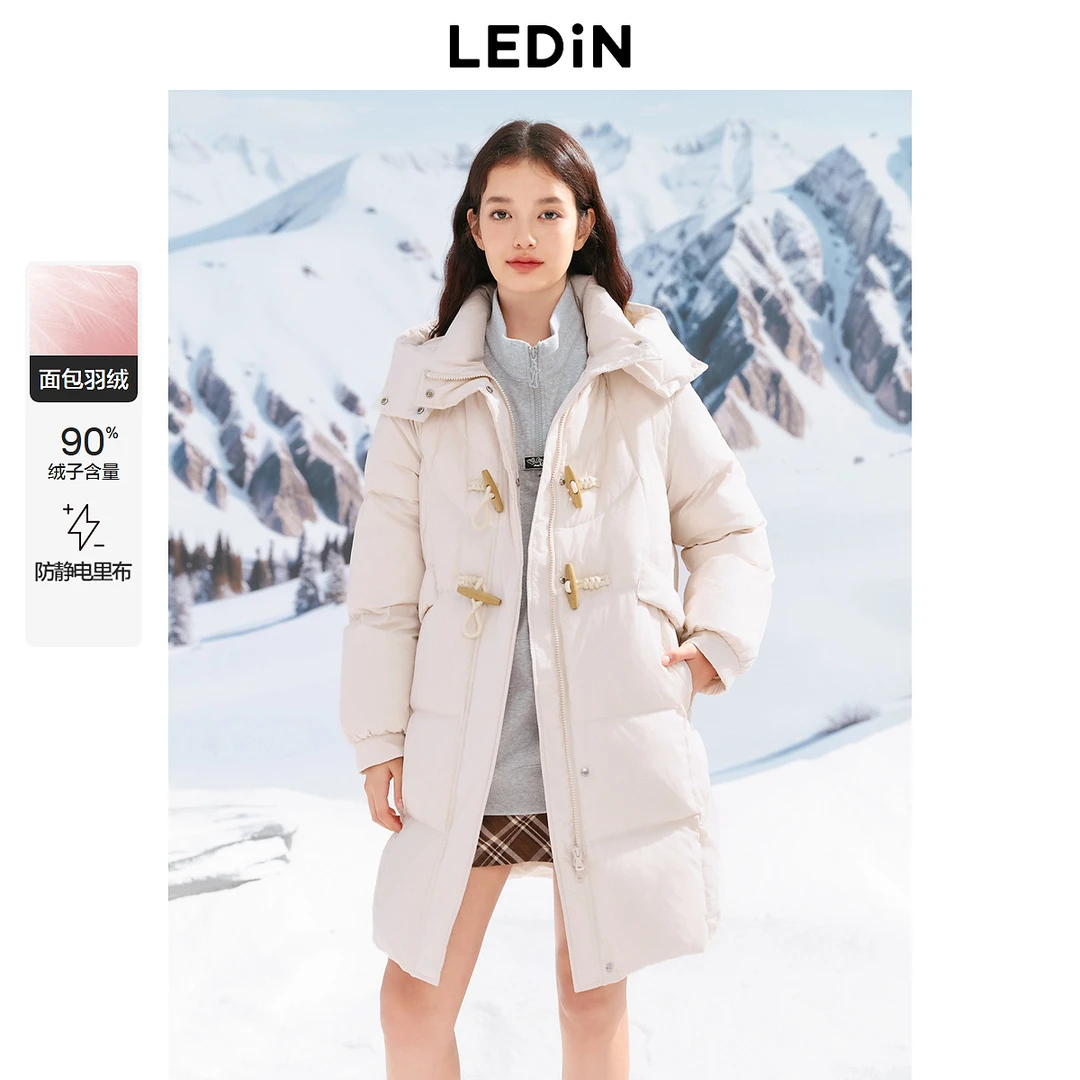 乐町牛角扣中长羽绒服1791