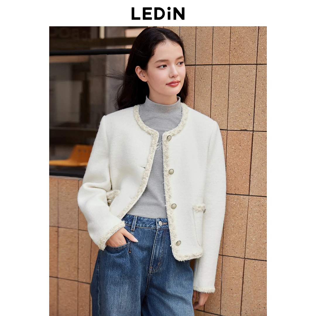 乐町甜美粗花呢外套