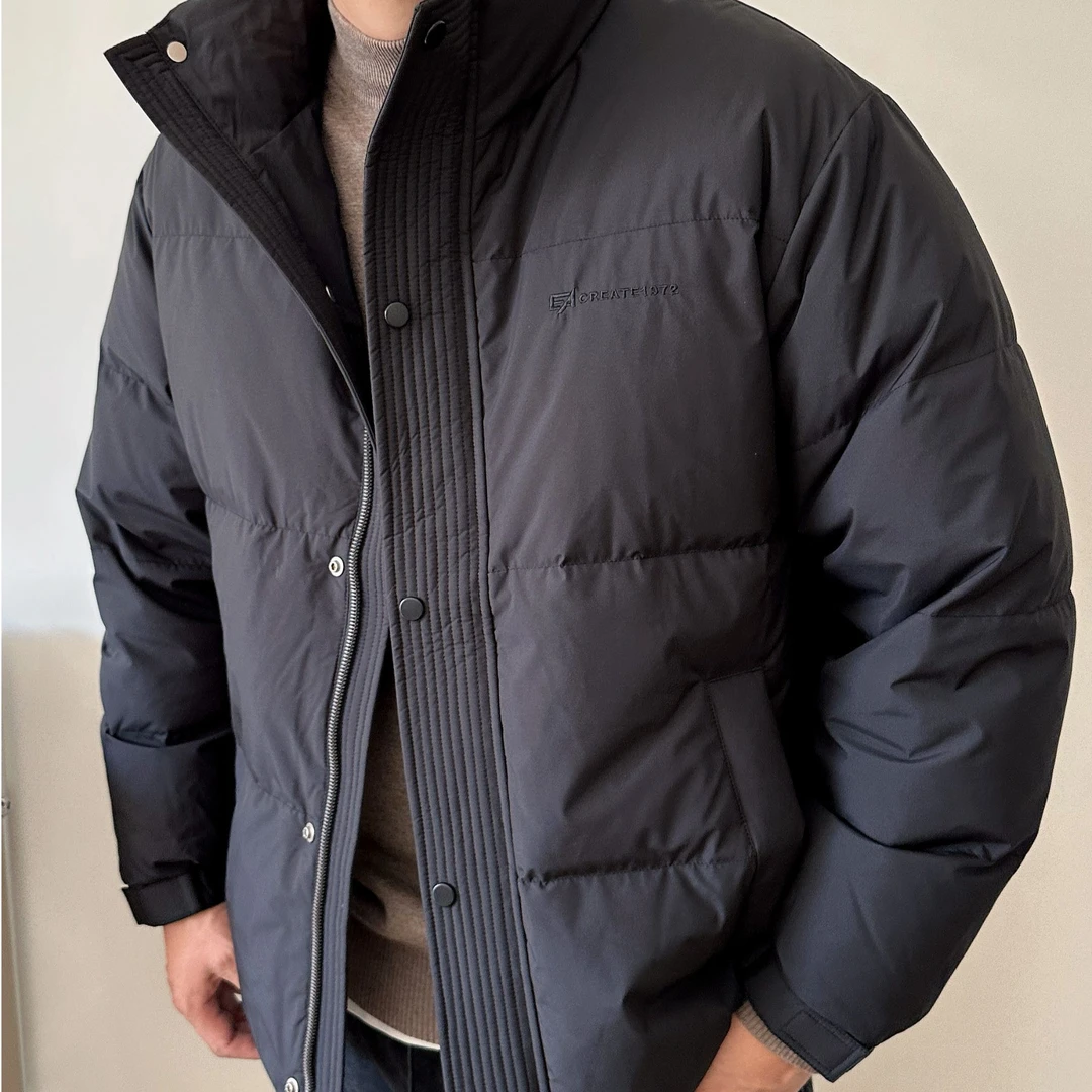 大依无忧大码男装冬季宽松胖人加肥加大男士短款立领羽绒服外套