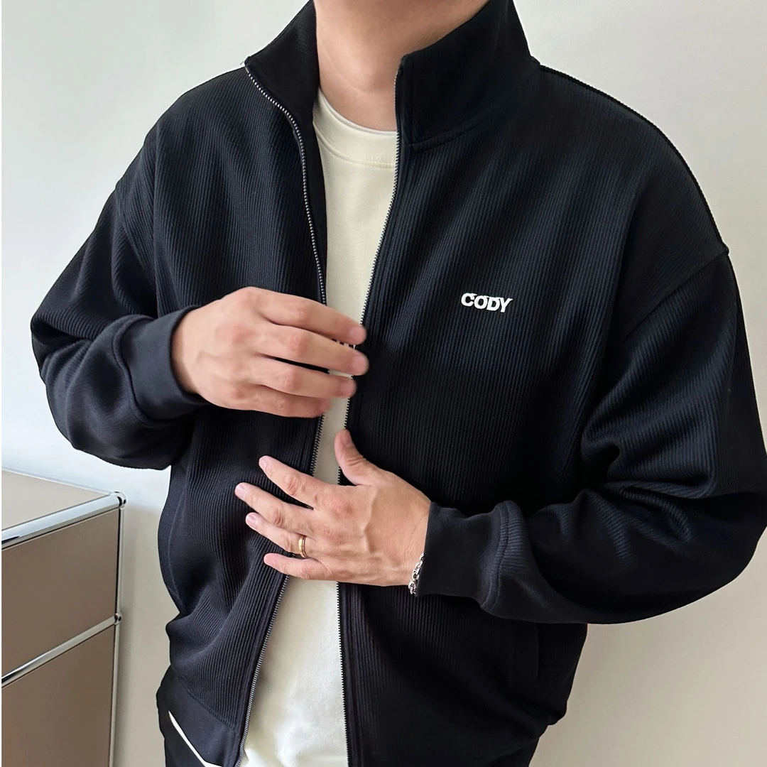 大依无忧大码男装秋新款立领针织外套潮胖子加肥加大男士短款夹克