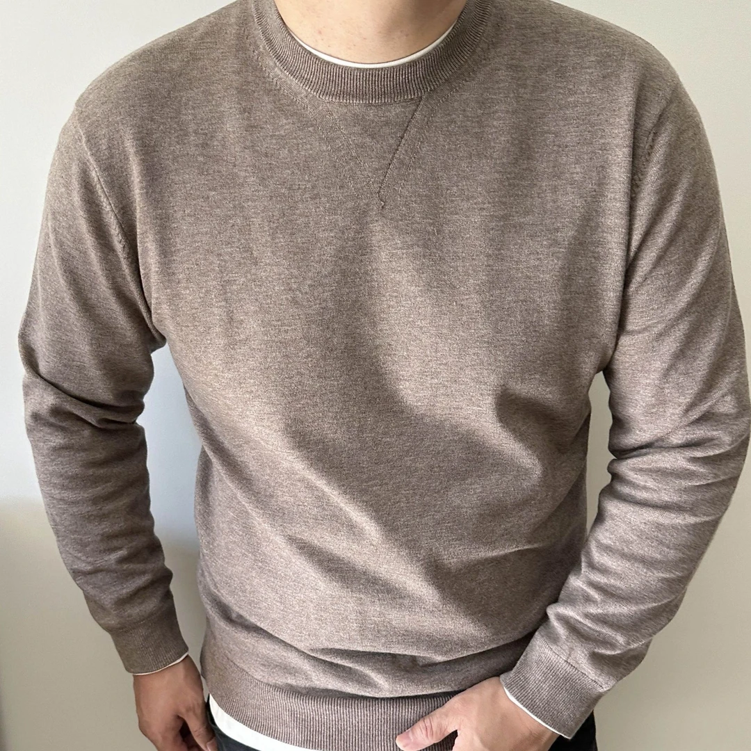 大依无忧大码男装冬季薄料纯色打底针织衫加肥加大男款套头毛衣