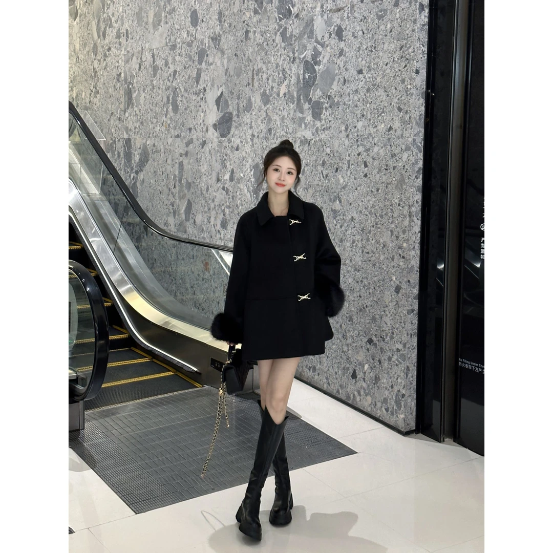 【大只定制】斯嘉丽千金 设计师款气质宽松显瘦毛呢外套4DWYX9004