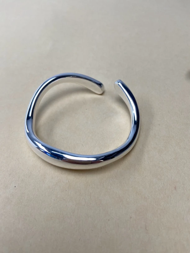 足银手镯 足银999艺型个性时尚亮面实心素圈足银纯手工定制不退换