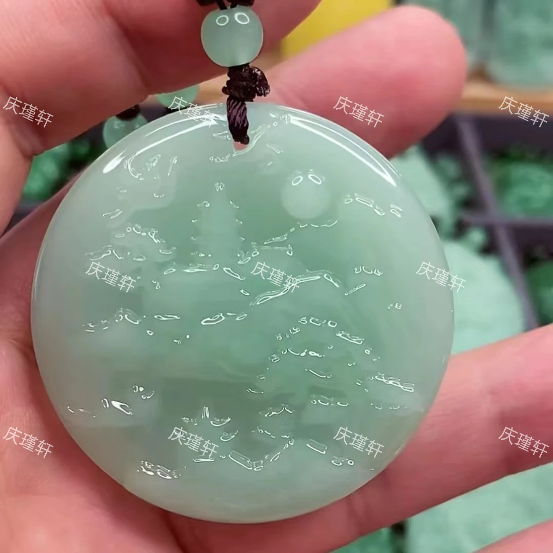 5.浅绿圆牌山水牌情侣同款新款上新.