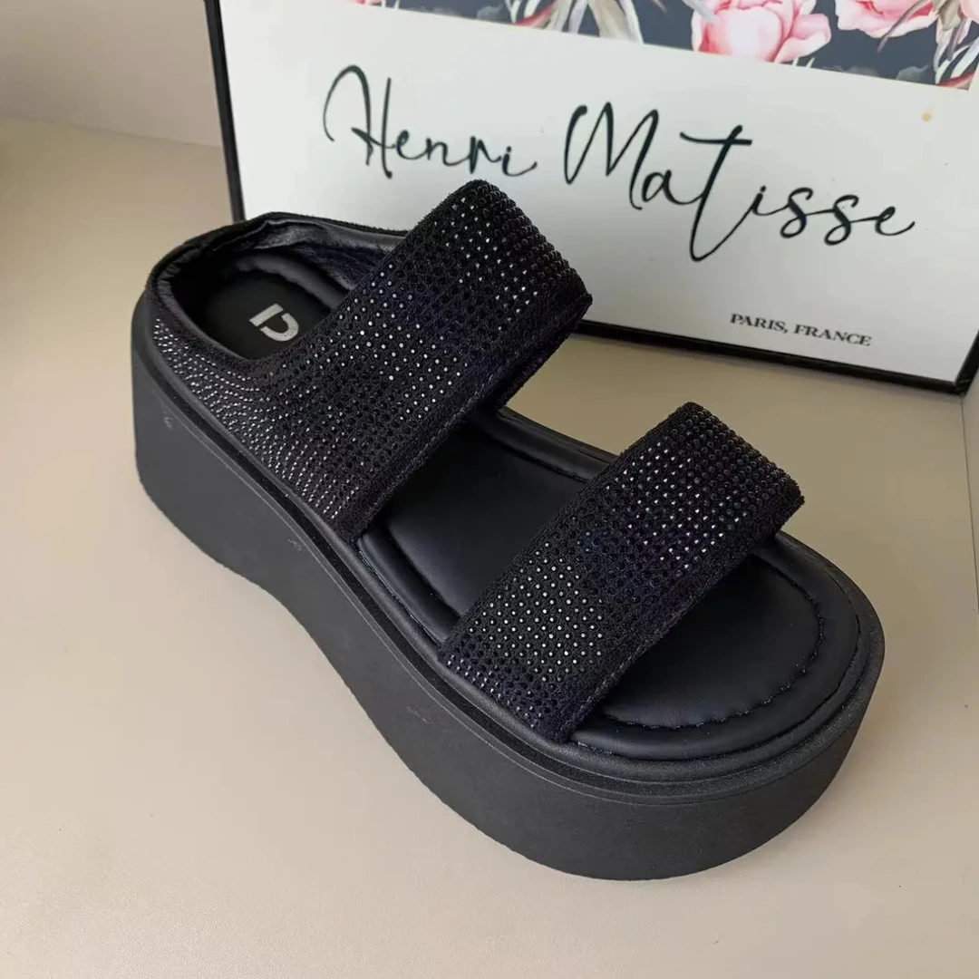 【斑比Banbi精选】2024新品潮流增高时尚百搭厚底休闲女鞋凉鞋