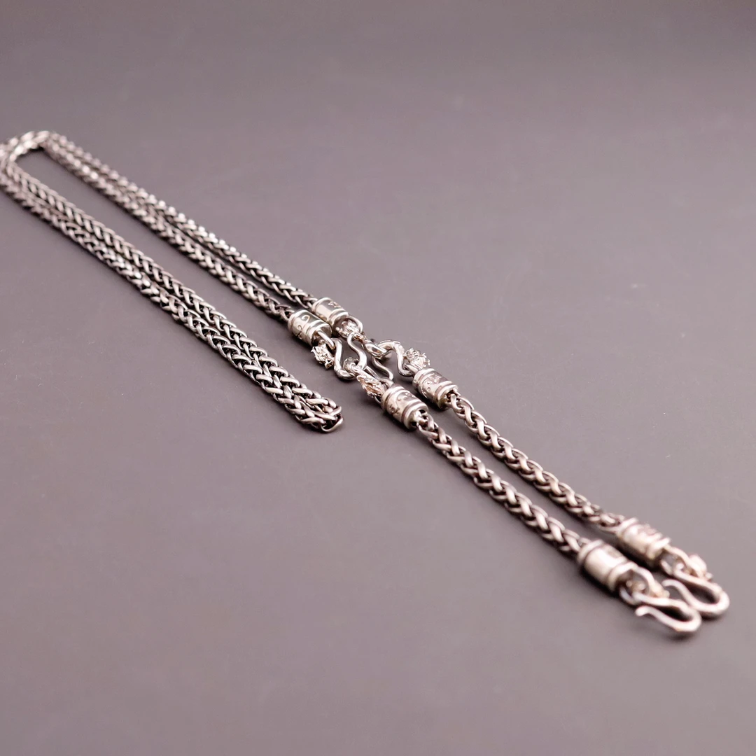 坠链均925银 【螭龙项链】百搭吊链白泽手作原创手工万能链可调节