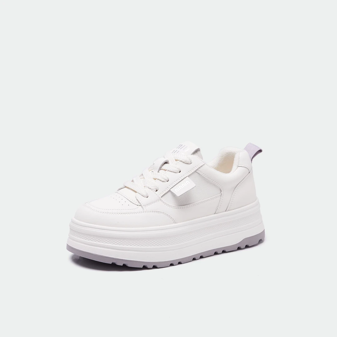 秋冬加绒新款真皮女鞋小白鞋板鞋休闲鞋厚底时尚百搭2S-61棉