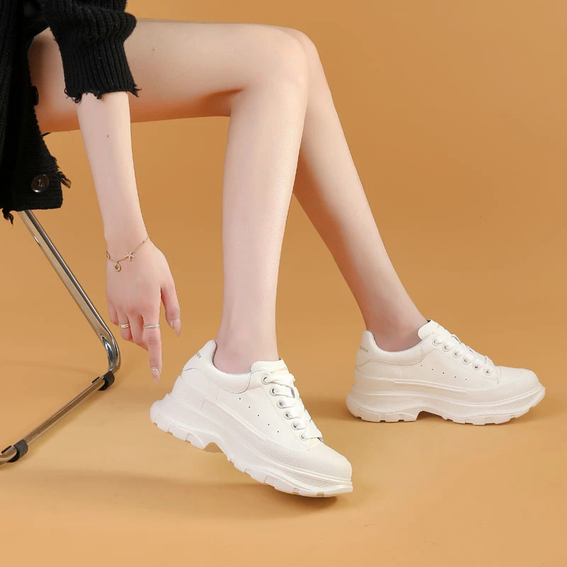 2024春夏新款真皮小白鞋纯色百搭老爹鞋潮流休闲鞋女单鞋A223-03