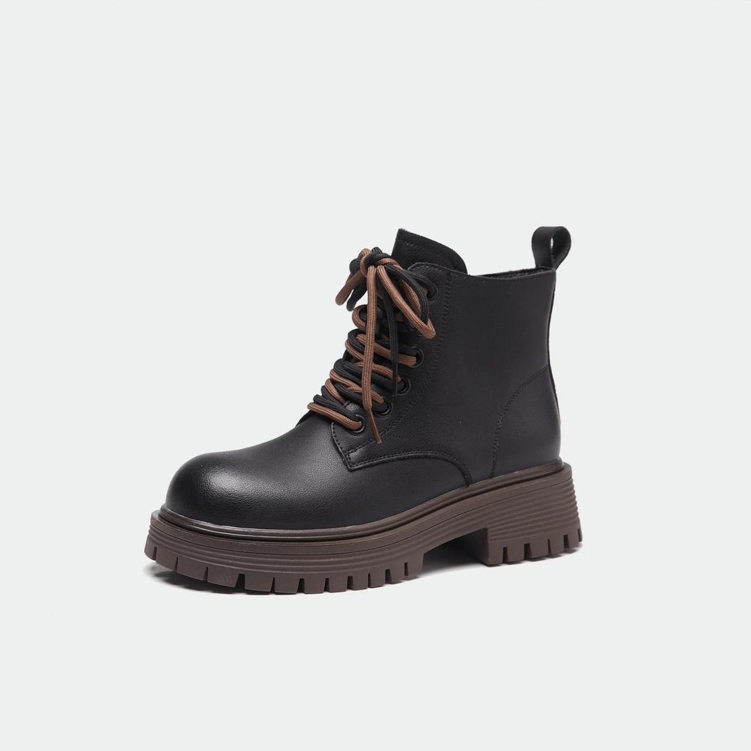 冬季加绒真皮马丁鞋时尚休闲百搭女士厚底英伦风2S-90