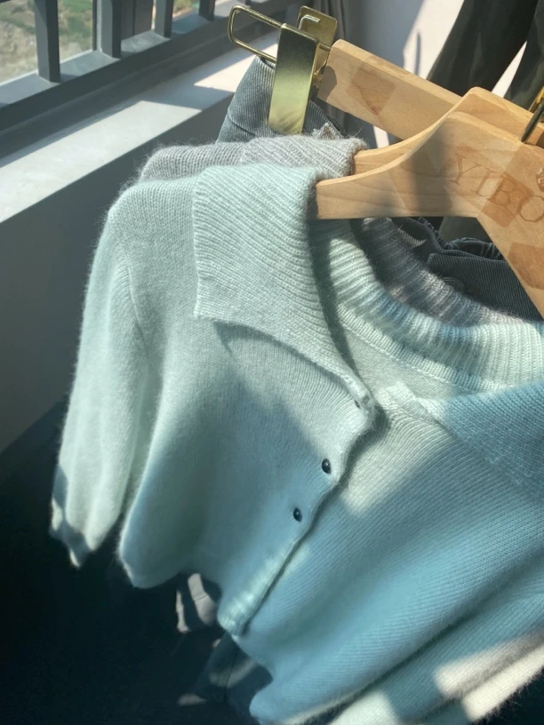 韩系翻领娃娃领毛衣开衫女秋冬新款小香风针织衫外套上衣