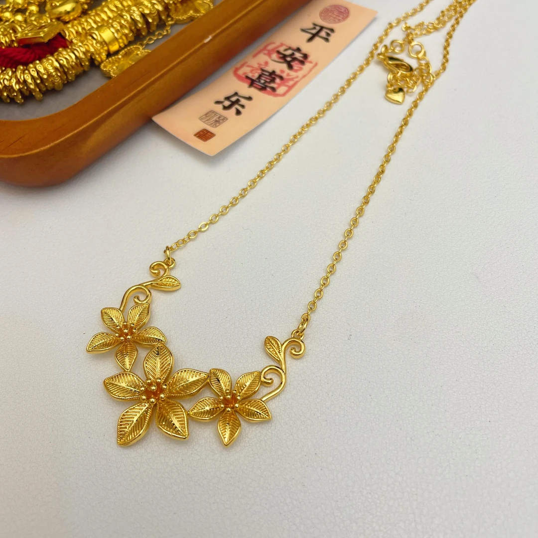 合金项链 线下同款精工三生花系列 三生花项链