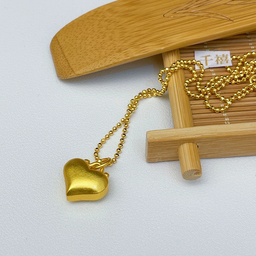 合金项链 古法实心小爱心项链