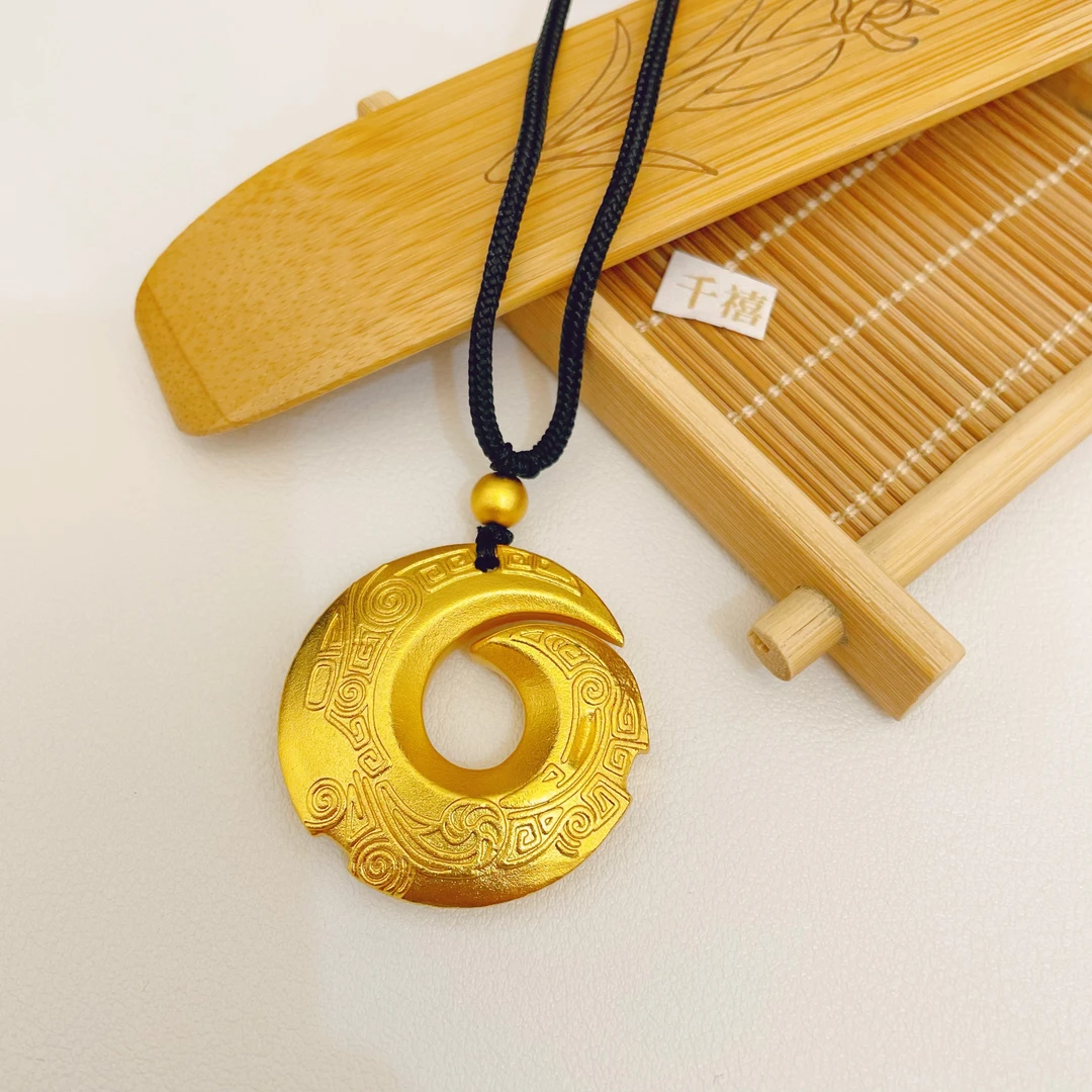 合金吊坠 古法精工大号实心时来运转吊坠 手工编织绳