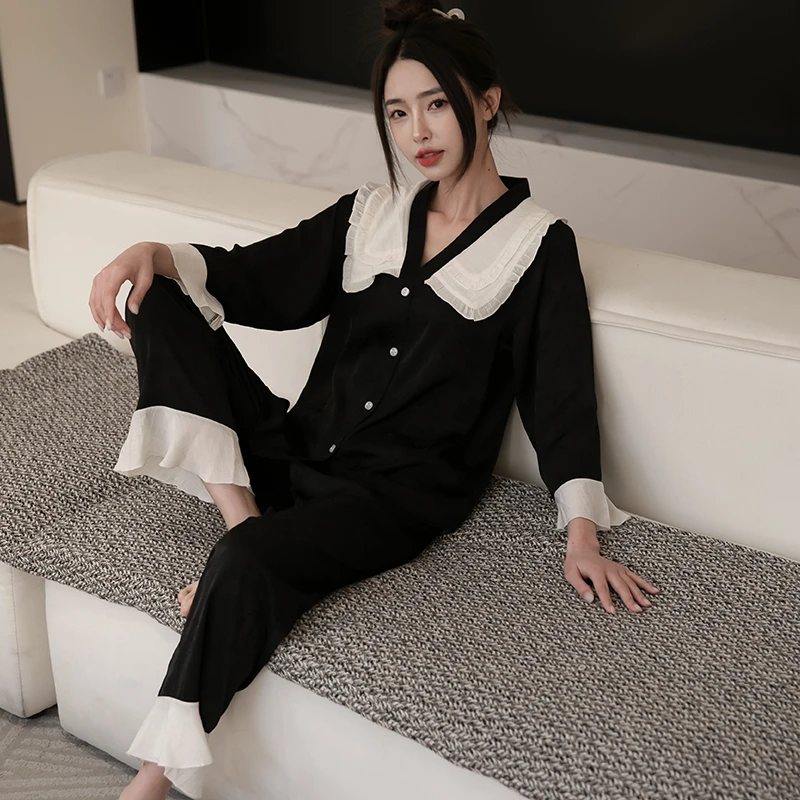 【娇贵千金】夏季宫廷风提花娃娃领优雅可爱女款睡衣套装家居服