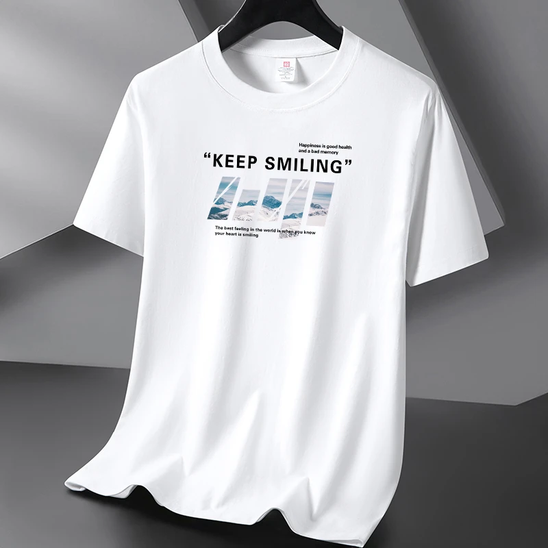 2024夏季纯棉新款男士圆领T恤吸汗透气短袖百搭宽松大码打底衫