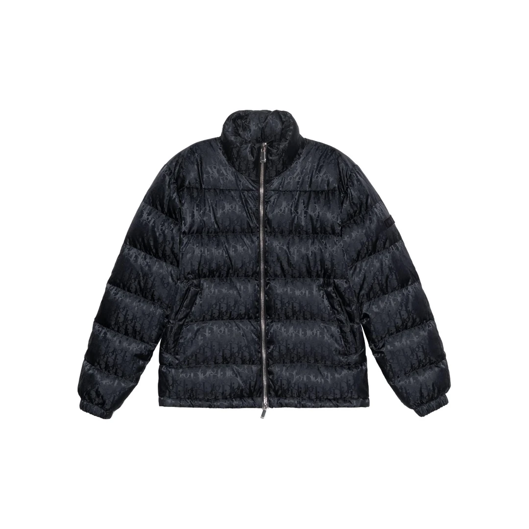 全新未使用 DIOR/迪奥 纯色拉链立领短款长袖羽绒服 男款 黑色