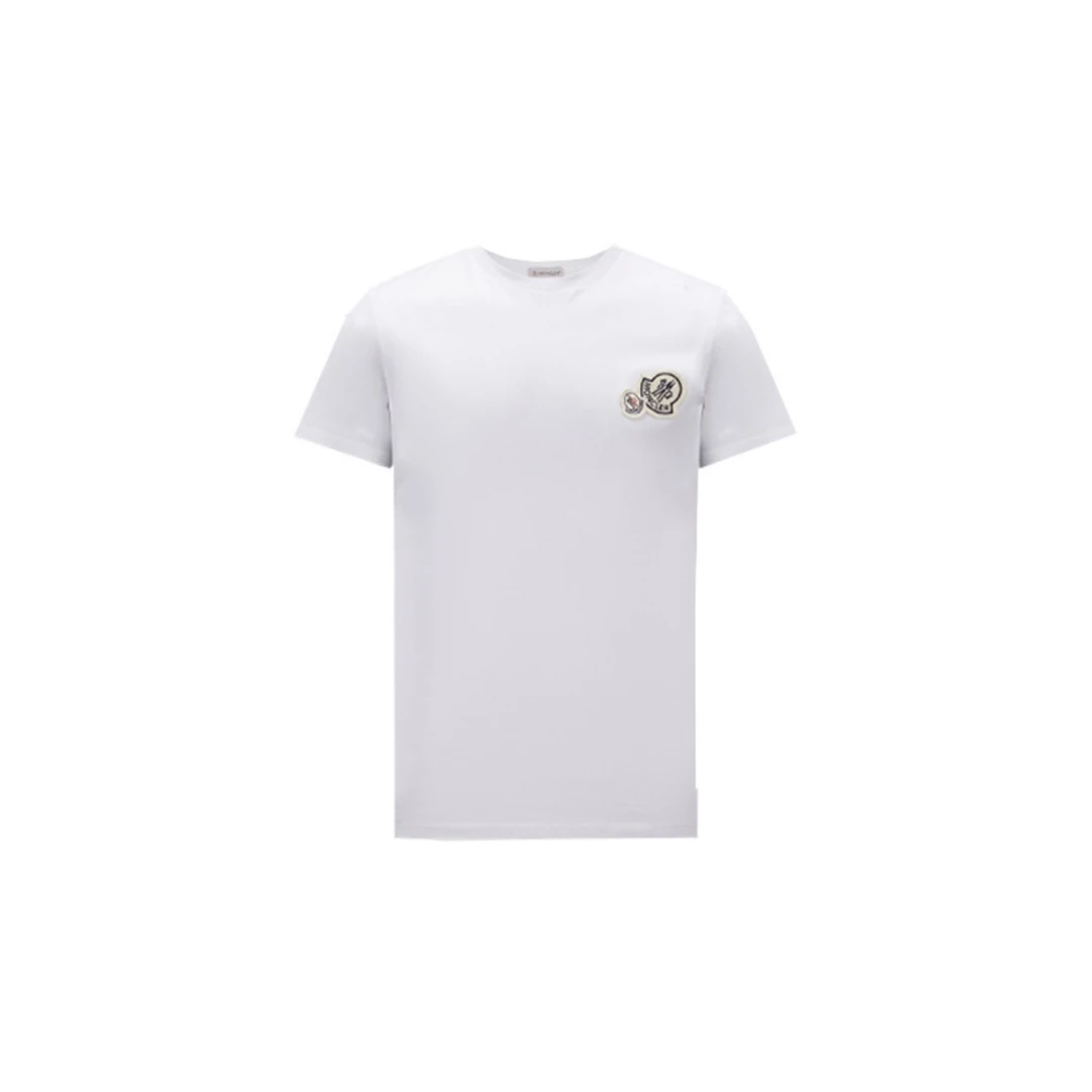 全新未使用 MONCLER 盟可睐蒙口 Logo贴标休闲短袖圆领男款白色