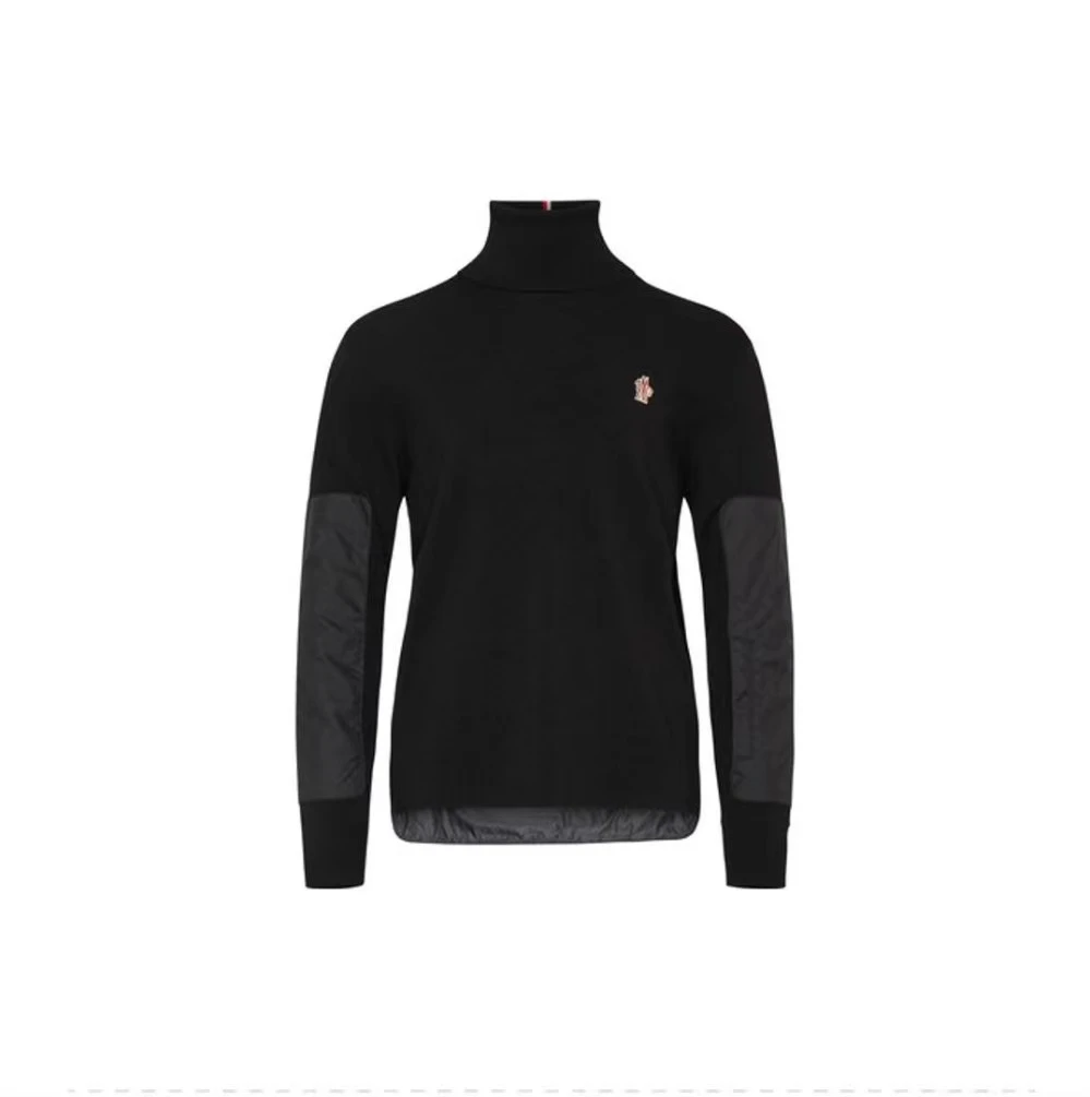 全新未使用 MONCLER 盟可睐蒙口 秋冬新款男士高领黑色拼接羊毛衫