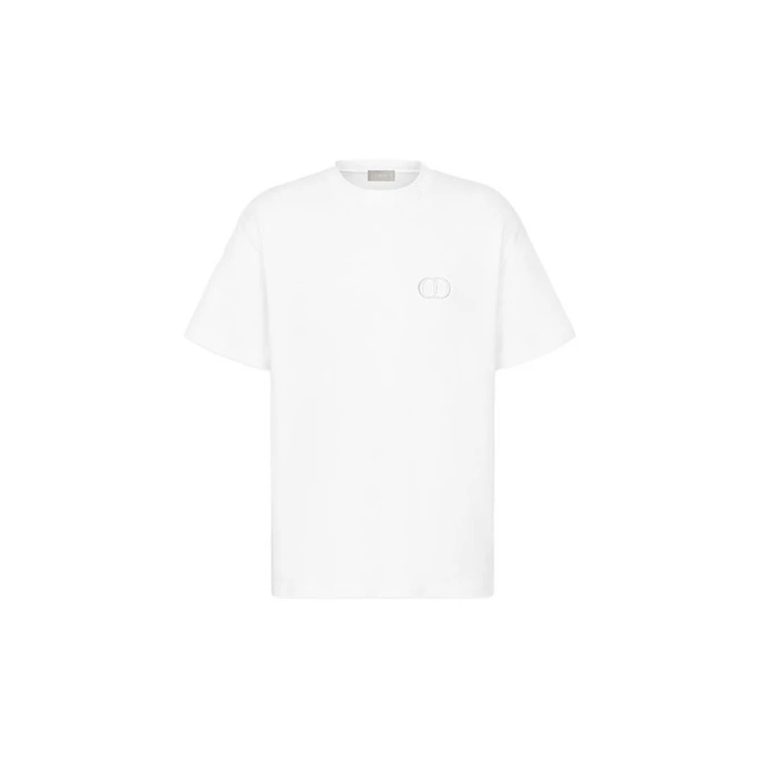 全新未使用 DIOR/迪奥 时尚休闲百搭CD字母刺绣款短袖T恤男士黑色