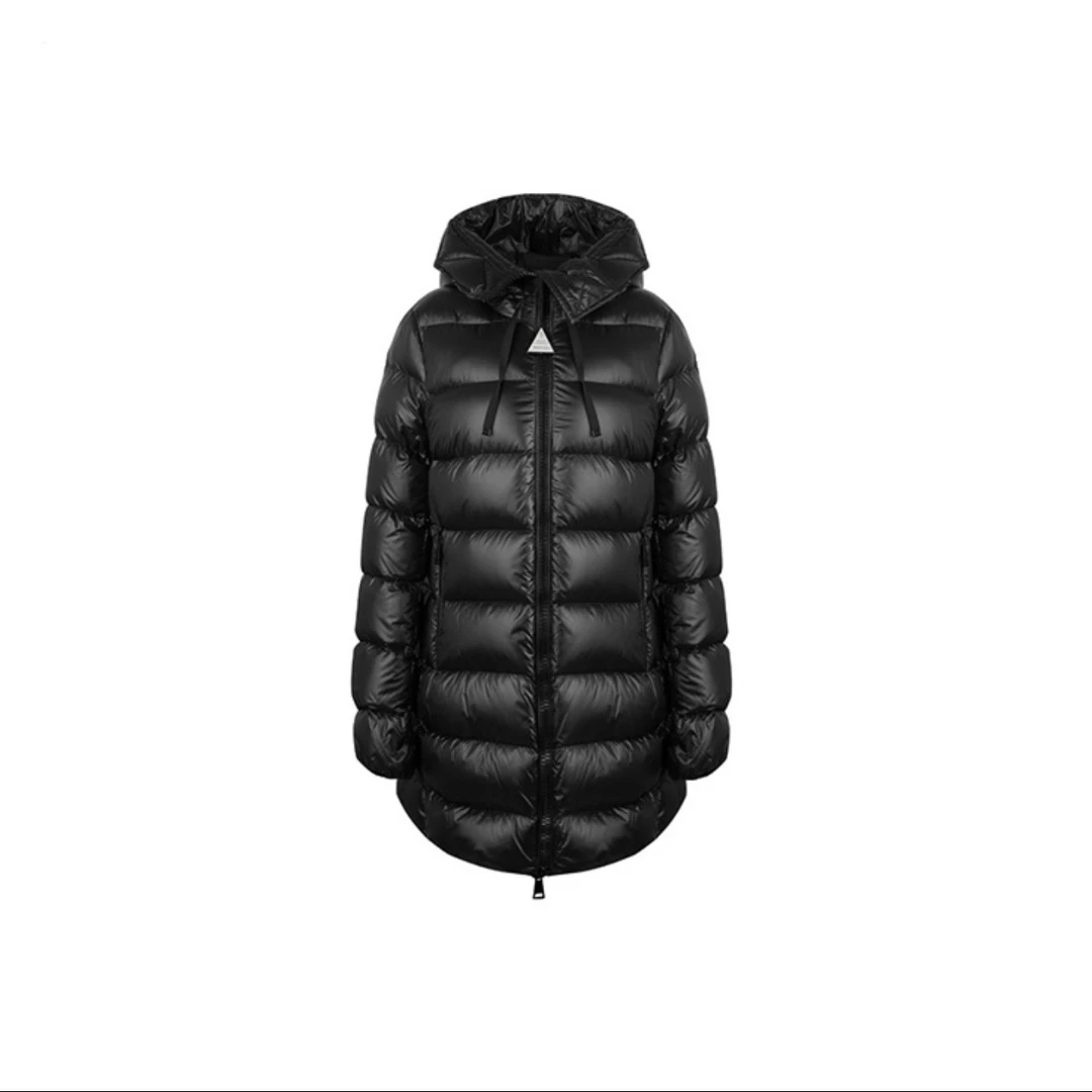 全新未使用 MONCLER 盟可睐蒙口拉链休闲长款含羽绒外套女款 黑色