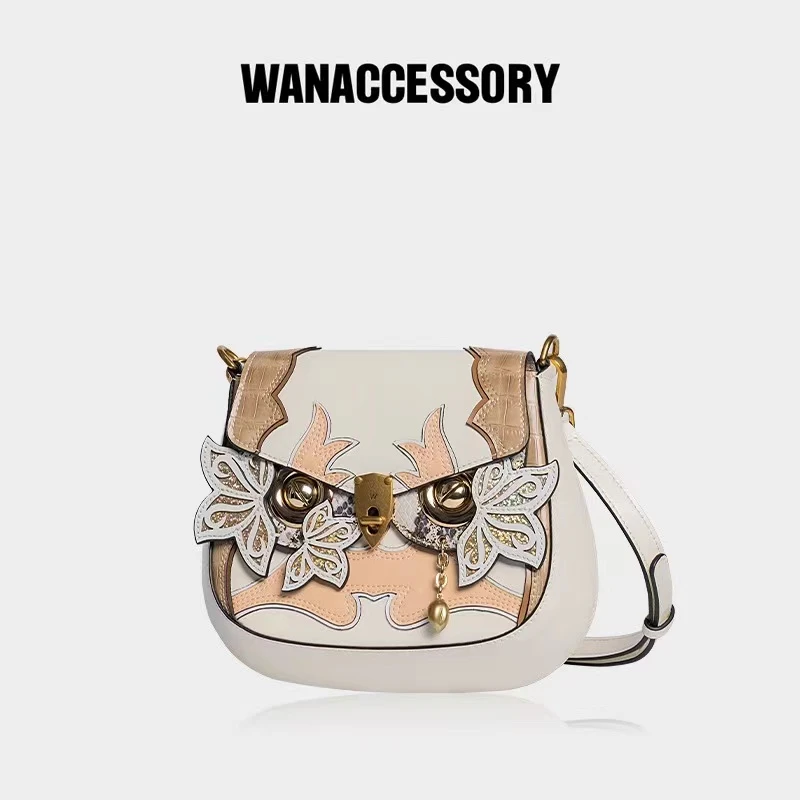 WANACCESSORY万蔻升级版马鞍包单肩猫头桶包肩包印花水桶包斜跨