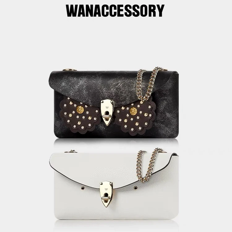 WANACCESSORY万蔻ALIA黑白双面双色猫头鹰换脸包时尚单肩斜挎包