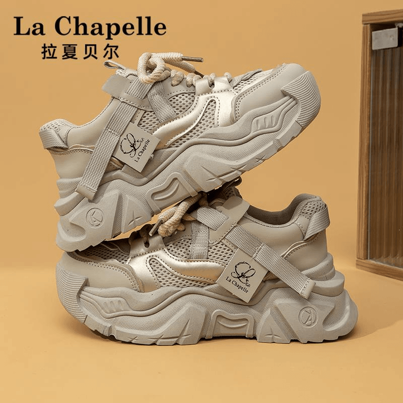 拉夏贝尔厚底老爹鞋女款春季2024新款秋季港风显脚小增高运动鞋子