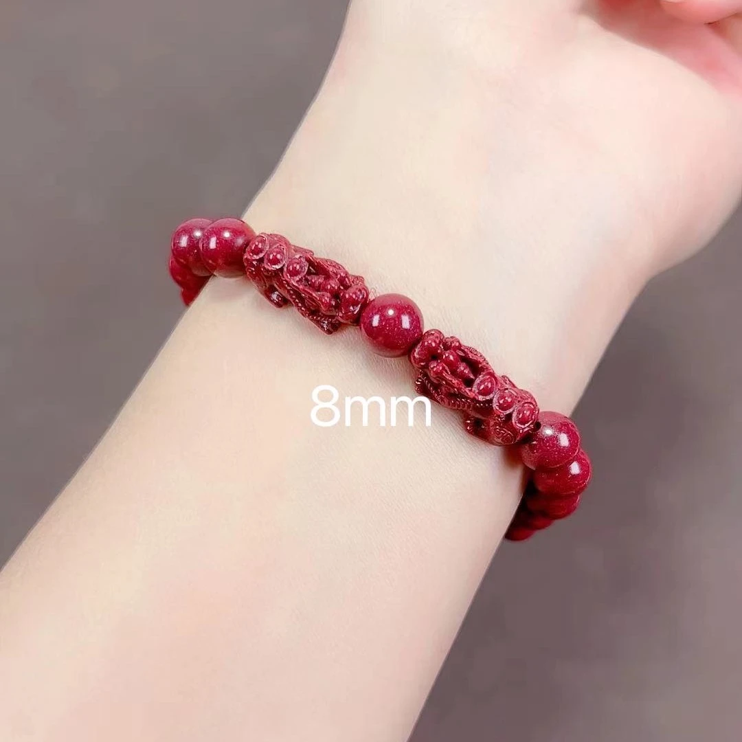 含辰砂工艺品8mm双貔貅紫金砂星光手链女款朱砂本命年男女手串