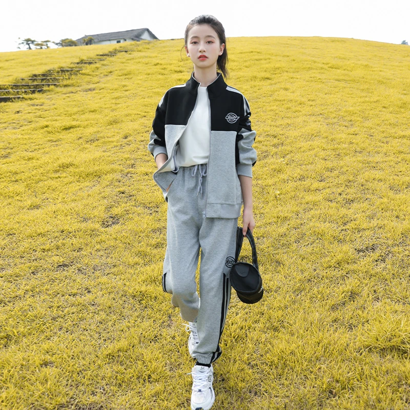 女大童秋装套装2024新款儿童春秋女孩初中学生女童早秋运动两件套