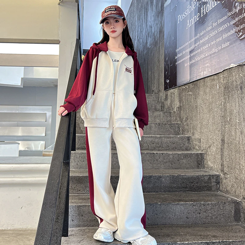 女大童春装套装2025新款儿童春秋女孩12中学生女童15岁外套两件套