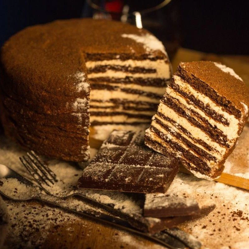 俄罗斯原装进口红双山原味提拉米苏可可奶油味蛋糕500克