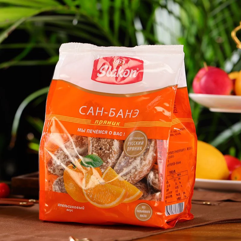 俄罗斯原装进口斯拉贡牌粗粮香蕉味光头饼俄罗斯进口饼干450克/袋