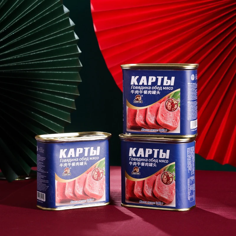 俄式风味卡勒德牛肉午餐肉罐头即食户外方面速食泡面火锅340g