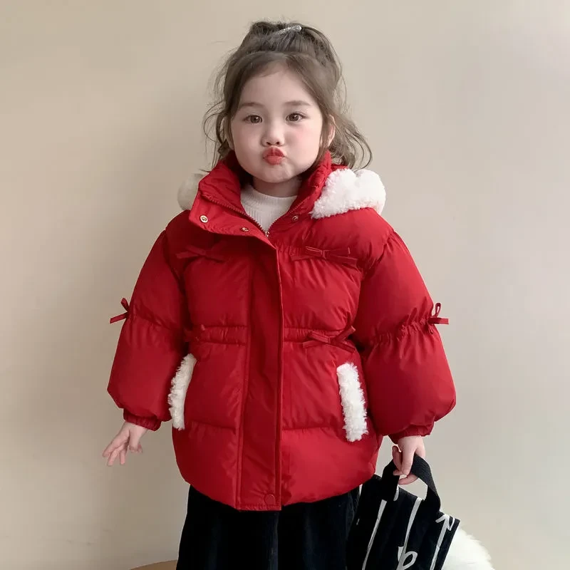 女童兔耳朵棉衣2024冬季新款时尚女宝宝加厚棉服中小儿童装外套潮
