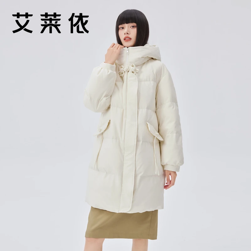 艾莱依中国风羽绒服女爆款新款正品吉祥结中长款保暖防风外套1434