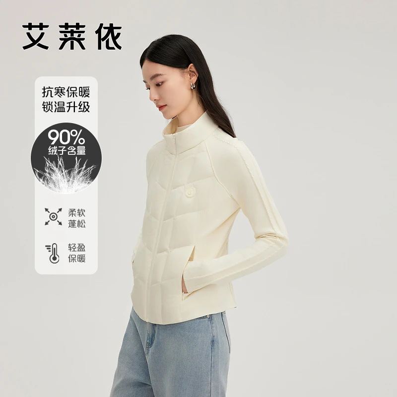 d-艾莱依冬季新款插肩修身立领轻薄羽绒服时尚百搭轻薄外套2014