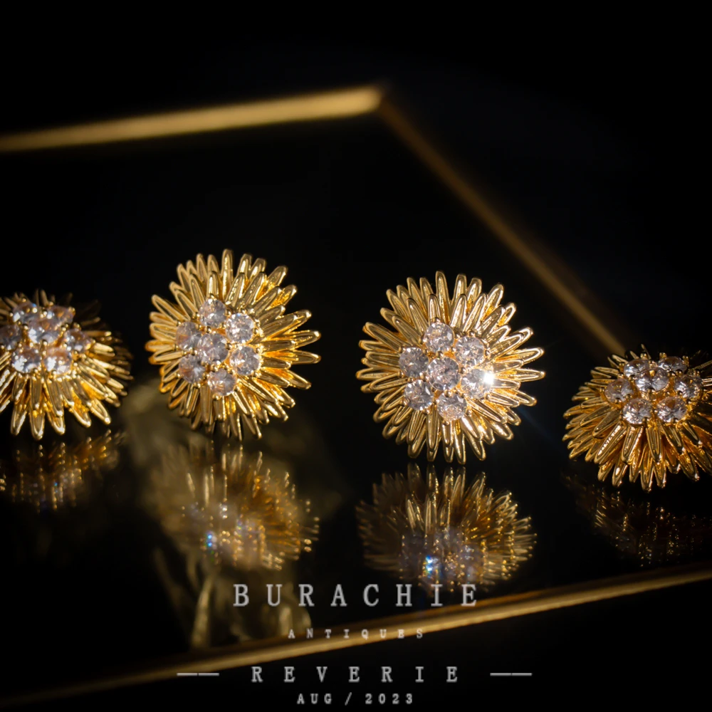 铜合金仿水晶耳饰 【3647】拾玑 多宝蓟花耳饰  //  气质