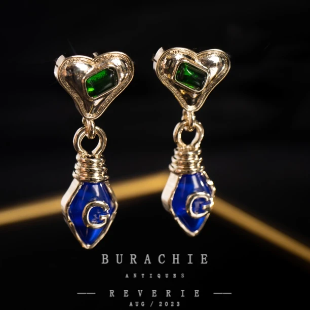 铜合金仿水晶耳饰 【2715】 店主珍藏1950s 巴黎风格致敬香奶奶