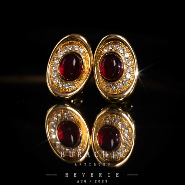 铜合金仿水晶耳饰 【9814】英｜- 红色多宝重返古典太美了