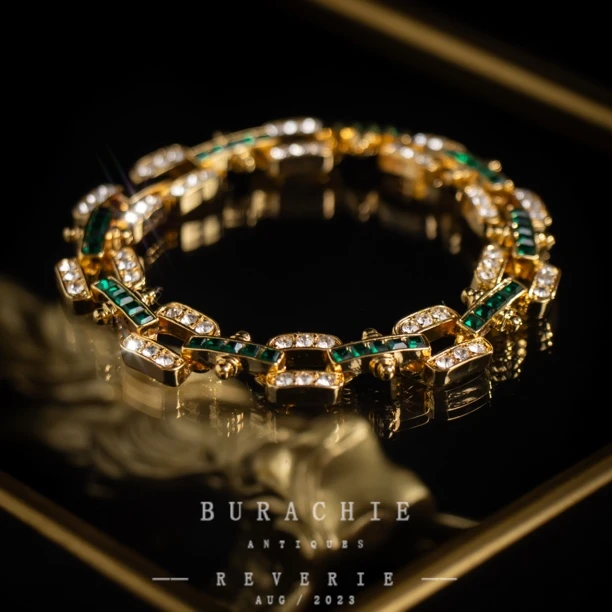 铜合金仿水晶手链 【9837】店主珍藏1950s 巴黎珠d致敬香奶奶