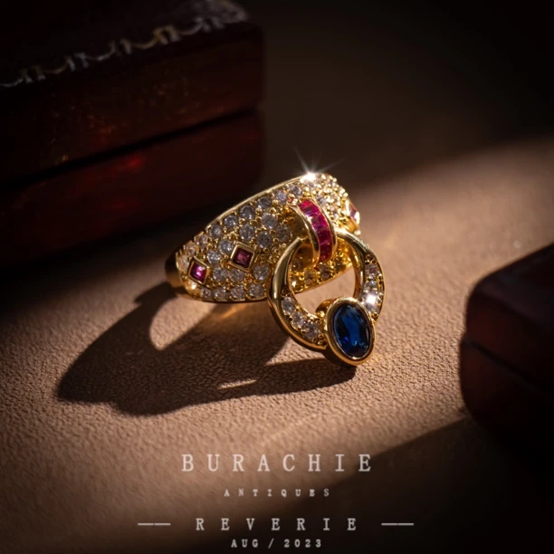 铜合金仿水晶戒指 【6878】佛罗伦萨老奶奶琉璃陷入蓝色美貌