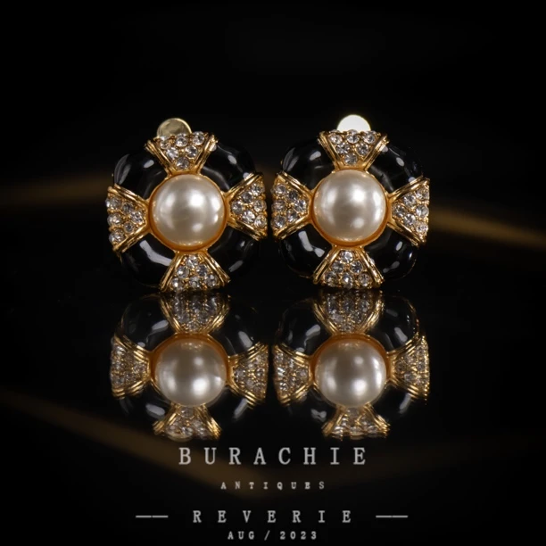 铜合金仿珍珠耳饰 【2924】耳饰店主珍藏美物-巴黎之行｜左岸黑多宝