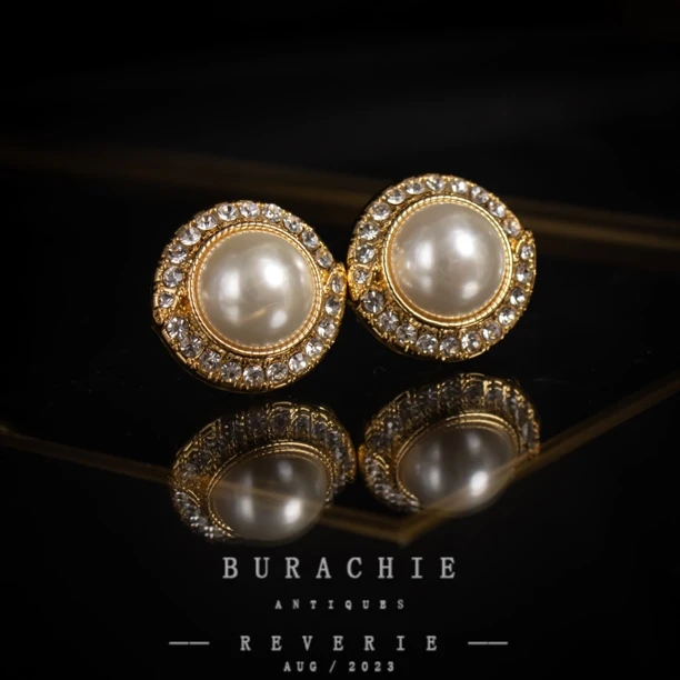 铜合金仿珍珠耳饰 【1395】店主珍藏1950s 巴黎珠风格kar致敬香奶奶